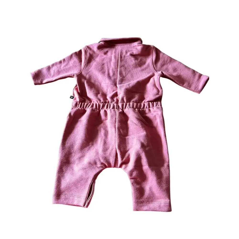 Petit Bateau girls organic cotton pink onesie Size 12 Months NWT